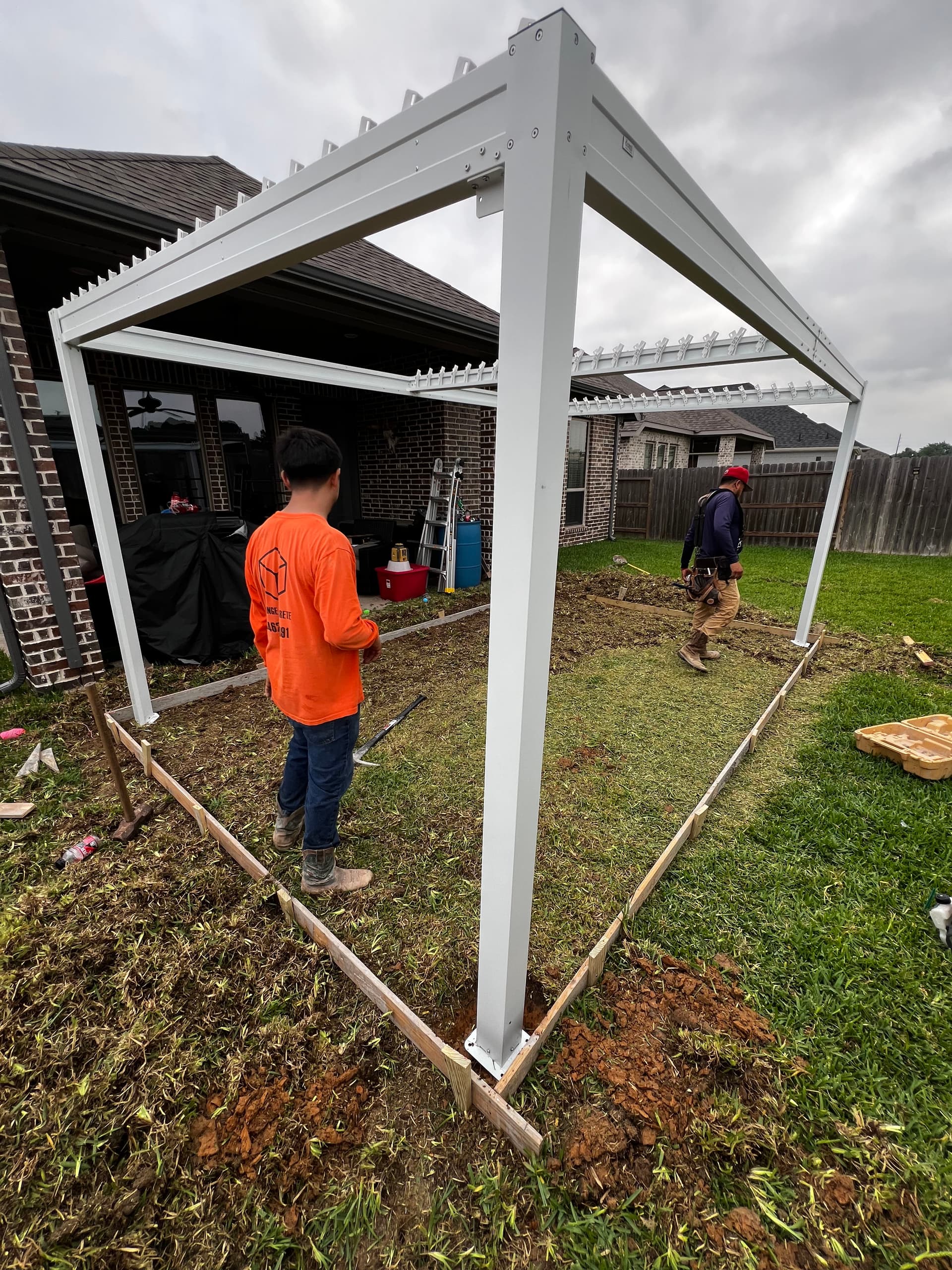 Concrete Patio Pour with Gazebo Footings and Column Setup