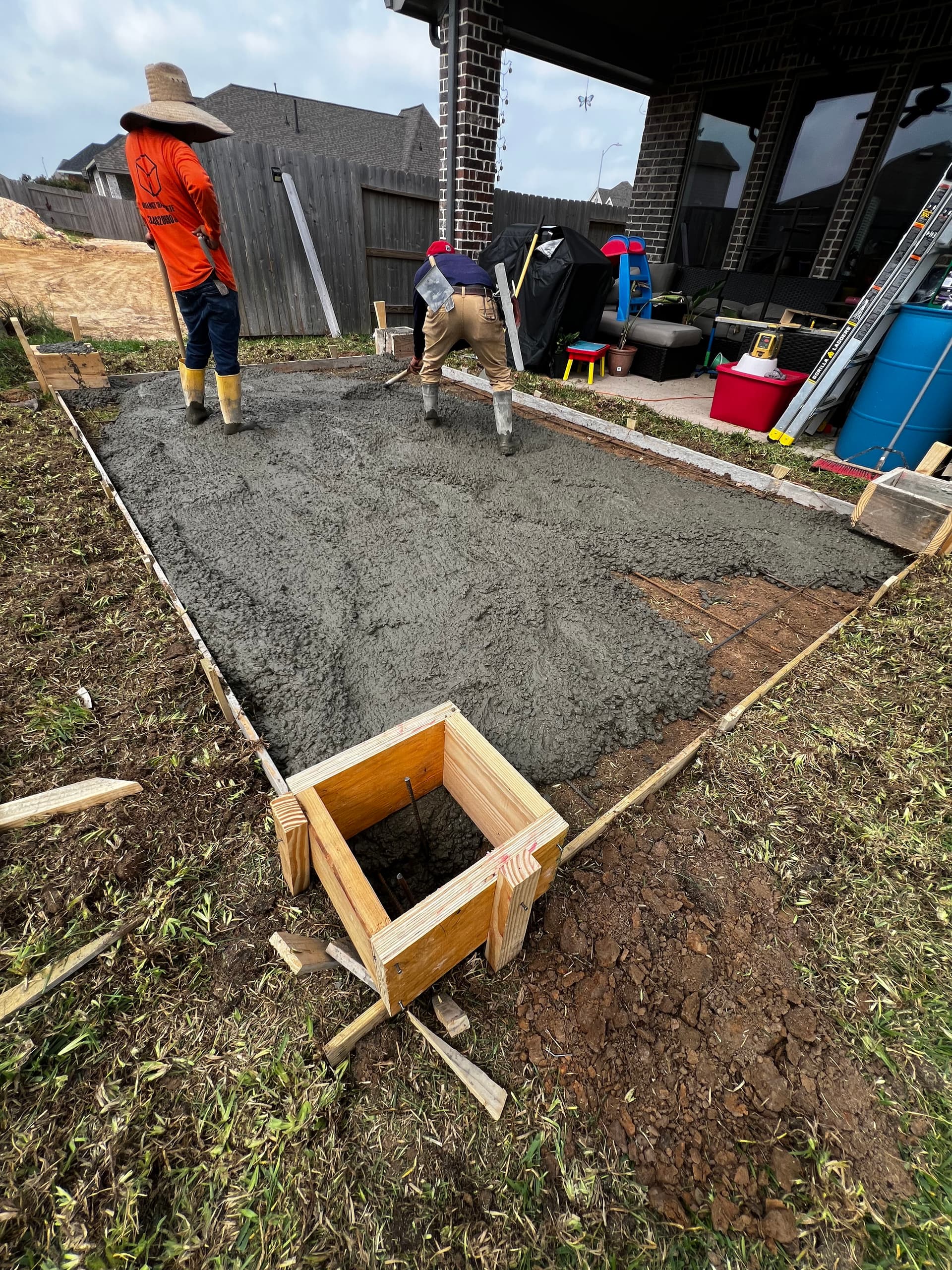 Gallery photos for Concrete Patio Pour with Gazebo Footings and Column Setup: Image #2