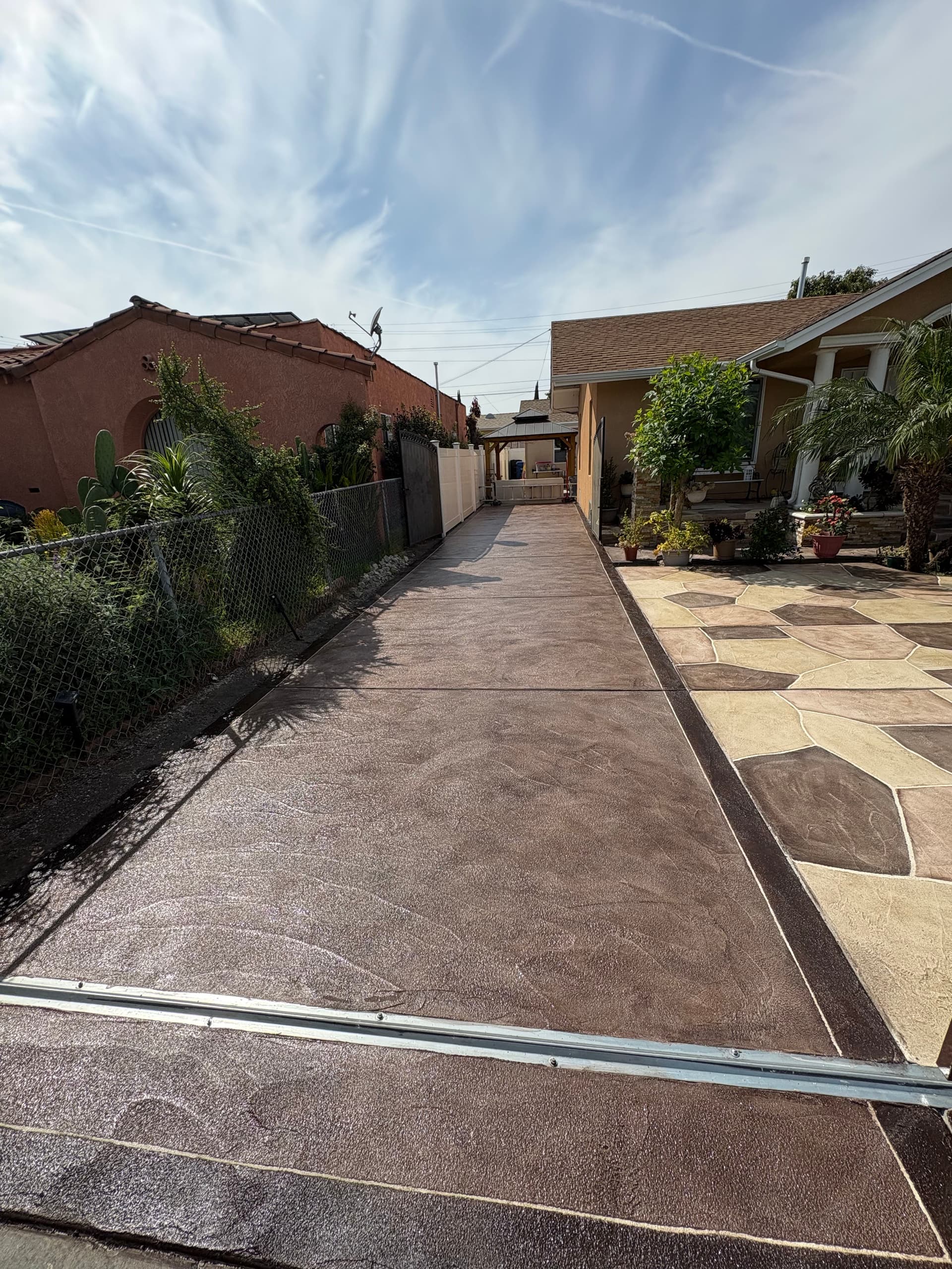 Stamped Concrete Driveway Overlay With a Custom Two-Zone Design