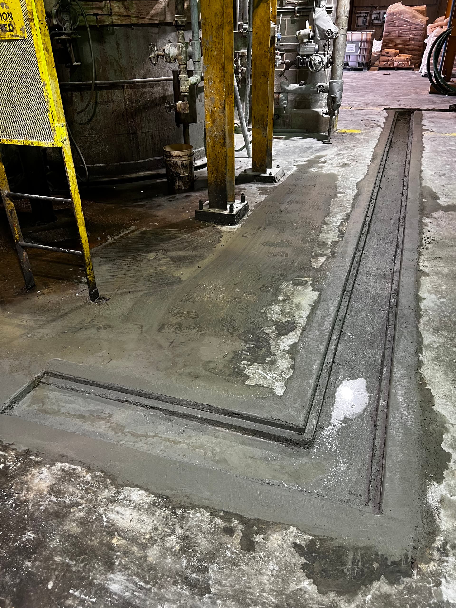 Industrial Concrete Trench Cut and Pour for Active Job Site Drainage image