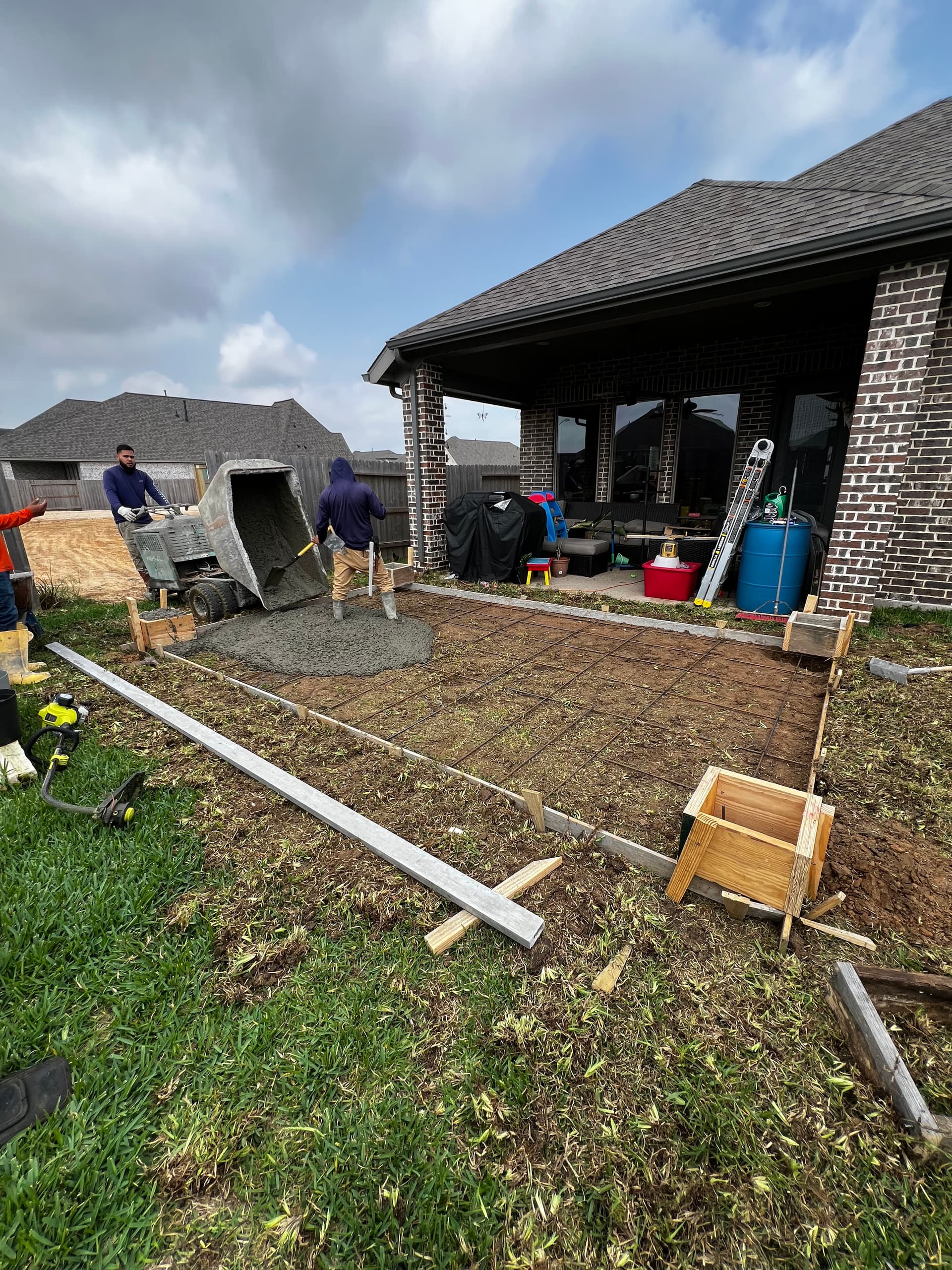 Gallery photos for Concrete Patio Pour with Gazebo Footings and Column Setup: Image #1