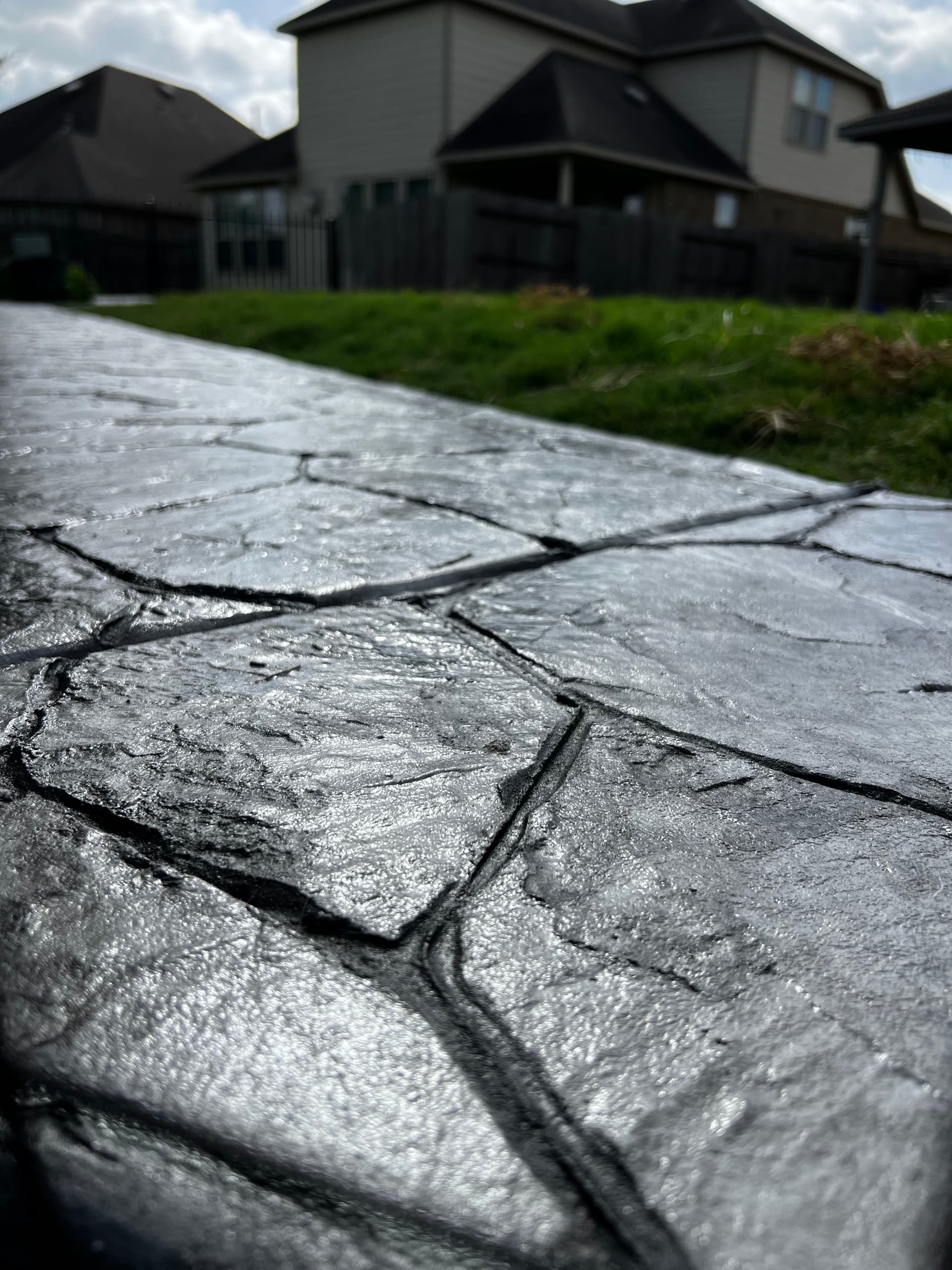 Gallery photos for Stamped Concrete Walkway That Stopped a Dog From Digging Under the Fence: Image #9